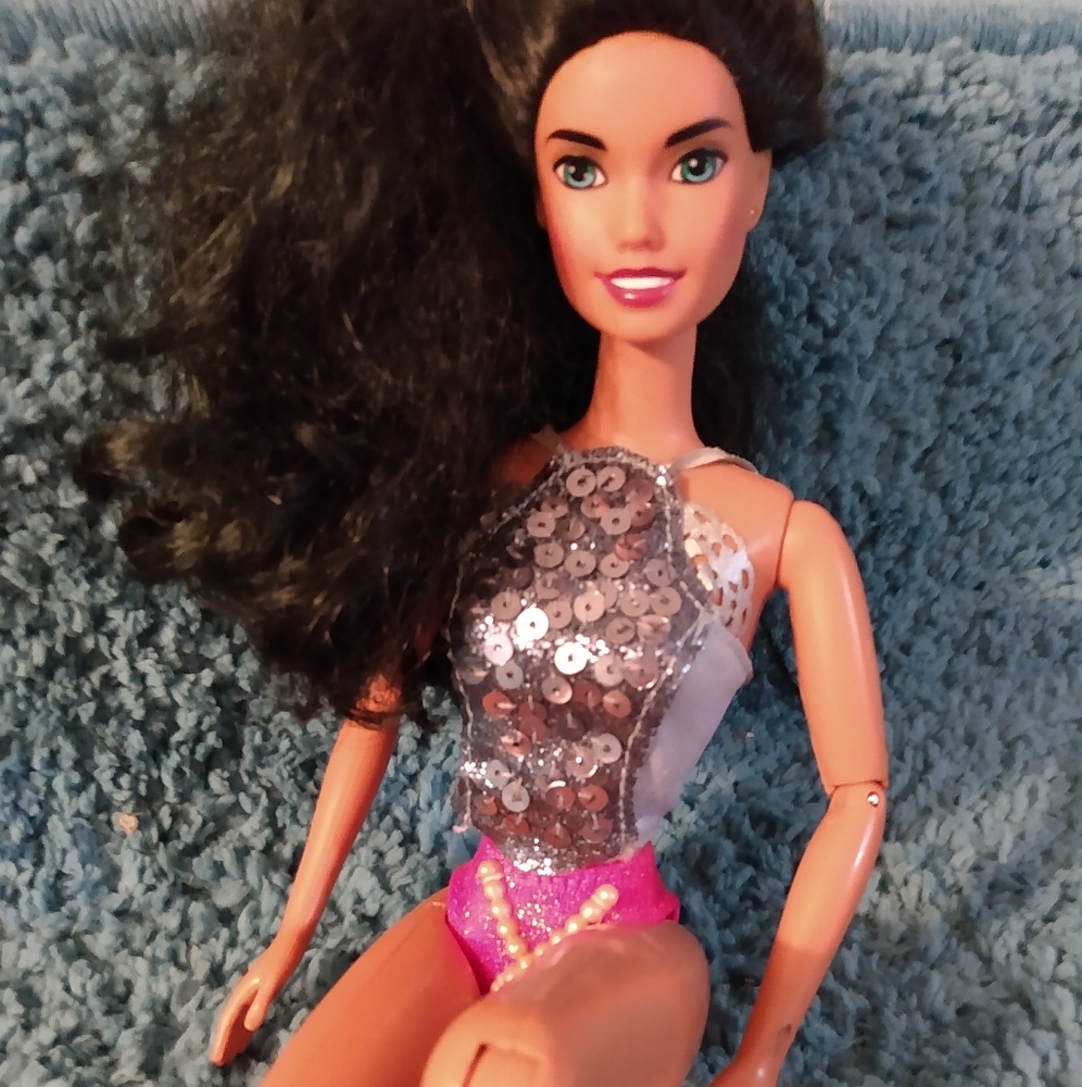 1993 BARBIE⛸DANCE/SKATING themed Mattel BLUE SEQUIN top,PINK short LACE TUTU💃